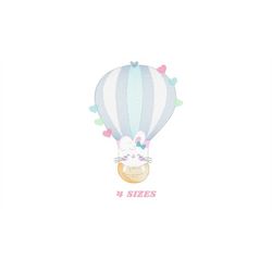 balloon embroidery designs - hot air balloon embroidery design machine embroidery pattern - balloon with bunny embroider