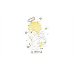 angel with wings halo and cloud embroidery designs - baby boy embroidery design machine embroidery pattern - boy with wi