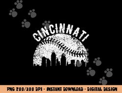 Cincinnati Vintage Baseball Tee Distressed Gameday Retro png, sublimation copy