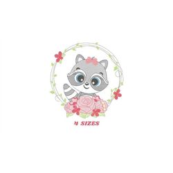 raccoon embroidery designs - woodland animal embroidery design machine embroidery pattern - baby girl embroidery file -