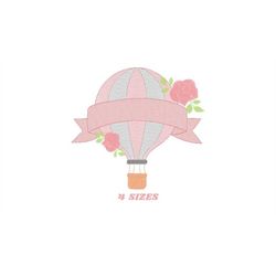 balloon with roses embroidery designs - hot air balloon embroidery design machine embroidery pattern - baby girl embroid