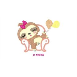 Sloth embroidery designs - Baby girl embroidery design machine embroidery pattern - Sloth with sofa embroidery file - di