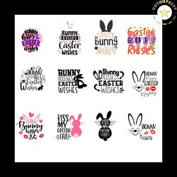 Bunny Kisses And Easter Wishes Svg, Easter Day Svg, Easter Gift Svg, Happy Easter Day Svg, Easter Bunny Gift, Easter Bun