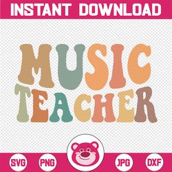 Groovy Music Teacher Cute Back to School Supplies Svg, Funny Teacher Png, Back To School Png, Digital Download