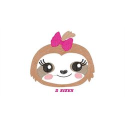 Sloth embroidery designs - Baby girl embroidery design machine embroidery pattern - Sloth with lace embroidery file - di