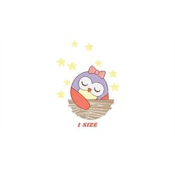 Baby owl embroidery design - Owl with nest embroidery design machine embroidery pattern - girl embroidery file - owl rip