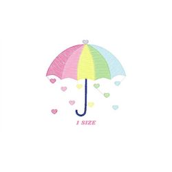 Umbrella with hearts embroidery designs - Umbrella embroidery design machine embroidery pattern - baby girl embroidery f