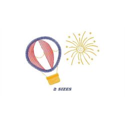 ballon embroidery designs - hot air balloon embroidery design machine embroidery pattern - firework embroidery - instant