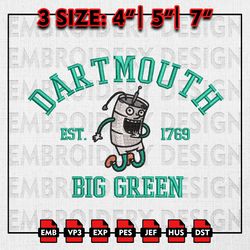 NCAA Dartmouth Big Green Embroidery files, NCAA Embroidery Designs, Dartmouth Big Green Machine Embroidery Pattern