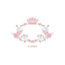 Crown embroidery designs - Laurel Wreath with Crown embroidery design machine embroidery pattern - Flowers embroidery fi