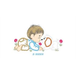 Boy embroidery designs - Dog embroidery design machine embroidery pattern - Boy with dog embroidery file - kid embroider