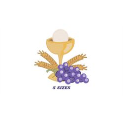 Chalice embroidery designs - Communion embroidery design machine embroidery pattern - Catholic embroidery file - Grape B