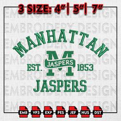 ncaa manhattan jaspers embroidery files, ncaa embroidery designs, manhattan jaspers machine embroidery pattern