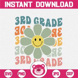 Retro 3rd Grade Daisy Colorful Back To School Third Grade Svg, 3rd Grade Vibes Svg, Back To School Png, Digital Download