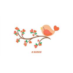 Bird embroidery designs - Baby girl embroidery design machine embroidery pattern - instant download - Bird on the branch