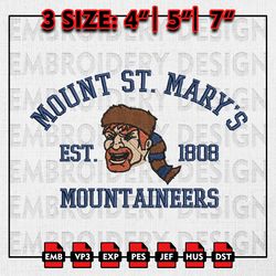 NCAA Mount St Marys Mountaineers Embroidery files, NCAA Embroidery Designs, Machine Embroidery Pattern