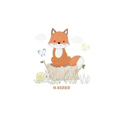 Fox embroidery designs - Red Fox embroidery design machine embroidery pattern - Animal embroidery file - Snail baby boy