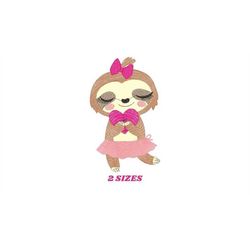 sloth embroidery designs - ballerina embroidery design machine embroidery pattern - baby girl embroidery file - instant