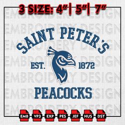 NCAA Saint Peters Peacocks Embroidery files, NCAA Embroidery Designs, Saint Peters Peacocks Machine Embroidery Pattern