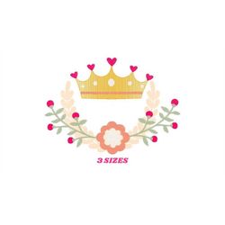 Crown embroidery designs - Laurel Wreath with Crown embroidery design machine embroidery pattern - newborn embroidery fi