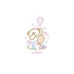 Birthday Bear embroidery designs - Bear embroidery design machine embroidery pattern - Bear applique design - baby girl