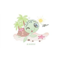 turtle embroidery design - ocean animal embroidery designs machine embroidery pattern - baby boy embroidery - beach embr