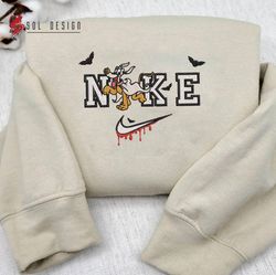 Nike Pluto Cute Ghost Embroidered Crewneck, Disney Halloween Embroidered Sweater, Halloween Hoodie, Unisex Shirt