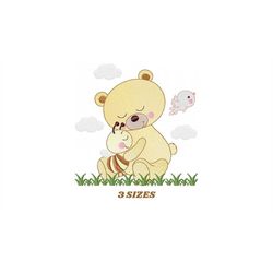 Bear embroidery designs - Baby girl embroidery design machine embroidery pattern - Bear with bee embroidery file - insta