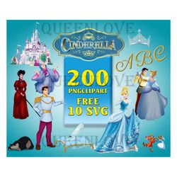 200 Cinderella Clipart, Castle Prince Clipart Princess Svg, Cinderella Bundle, Princess Disney Bundle