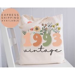 30th birthday tote bag, vintage 1993 tote bag, 30th birthday gift for women, 30th birthday gift for men, 30th birthday f