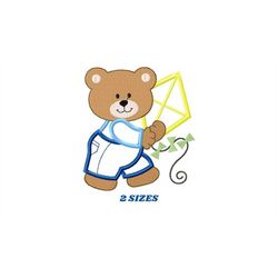 Kite embroidery designs - Boy embroidery design machine embroidery pattern - Bear embroidery file Bear design sky embroi