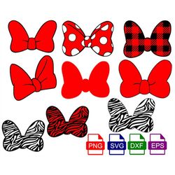 Minnie Mouse Bow SVG Bundle, Minnie Bow svg,  SVG, PNG, Eps and Dxf files included, Instant download