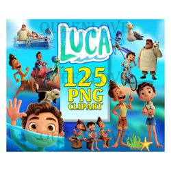 125 Luca Clipart Png Bundle, Luca Printable, Luca Png, Luca Font, Disney Png, Disney Cartoon Bundle