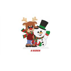 Snowman embroidery designs - Xmas Reindeer embroidery design machine embroidery pattern - Christmas embroidery file - in