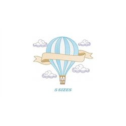 Balloon embroidery designs - Hot air balloon embroidery design machine embroidery pattern - Sky clouds embroidery file -
