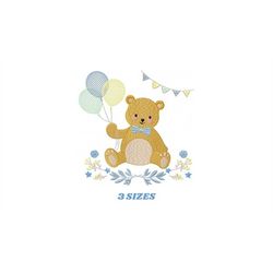 Birthday Bear embroidery designs - Animals embroidery design machine embroidery pattern - Bear embroidery file - baby bo