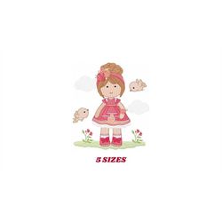 baby girl embroidery designs - children embroidery design machine embroidery pattern - girl with birds embroidery file -