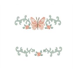 Flower frame embroidery designs - Butterfly embroidery design machine embroidery pattern - Tea towel embroidery file - k