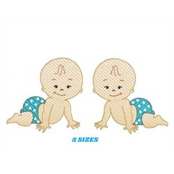baby boy embroidery design - twins embroidery designs machine embroidery pattern - toddler embroidery file - twin brothe