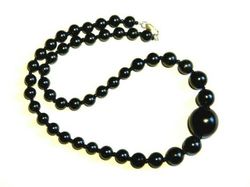 Shungite beaded necklace handmade from a unique healing stone for women.