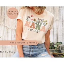 Nana Shirt, Personalized Nana Wildflowers Shirt, Nana Est 2023, Pregnancy Announcement, Custom Grandma Shirt, Mother's D
