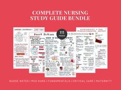 Nursing Study Guide, 110 page PDF, Digital Download, Nursing School