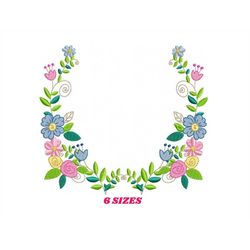 Monogram Frame embroidery designs - Flower embroidery design machine embroidery pattern - rose wreath embroidery file -