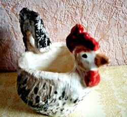 Ceramic Mug Chicken Cockerel Rooster Handmade Stoneware Clay Pottery Glazed Vase