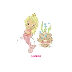 Mermaid embroidery designs - Princess embroidery design machine embroidery pattern - Mermaid rippled design - Girl embro