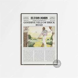 Elton John Retro Newspaper Print, Goodbye Yellow Brick Road Poster, Rocket Man Print, Elton John Poster, Poster, Home De
