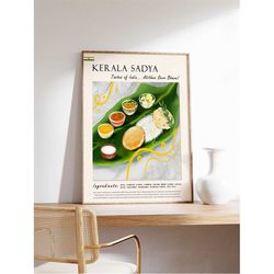 Kerala Sadya Food Poster, Food Art, Indian Wall Art, Indian Art, Indian Cuisine, Kitchen Poster, Gift, Cookery, Kitchen