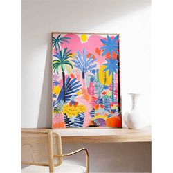 Caribbean Poster, Caribbean Scenery Print, Tropical Decor, Exotic Art, Tropical Print, Floral Art, Floral Decor, Black G