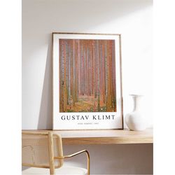 Gustav Klimt Poster, Gallery Quality Print, Pine Forrest, Art Nouveau, Modern art, Wall Decor, Floral Art, Gift Ideas, A