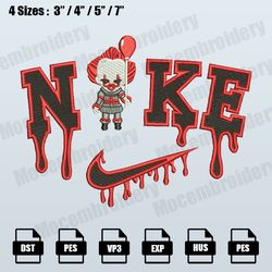 nike pennywise balloon embroidery machine designs instant digital download